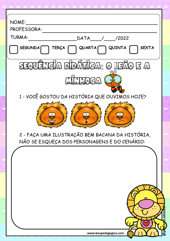 1º ANO - Apostila de atividade o Leão e a Minhoca com BNCC