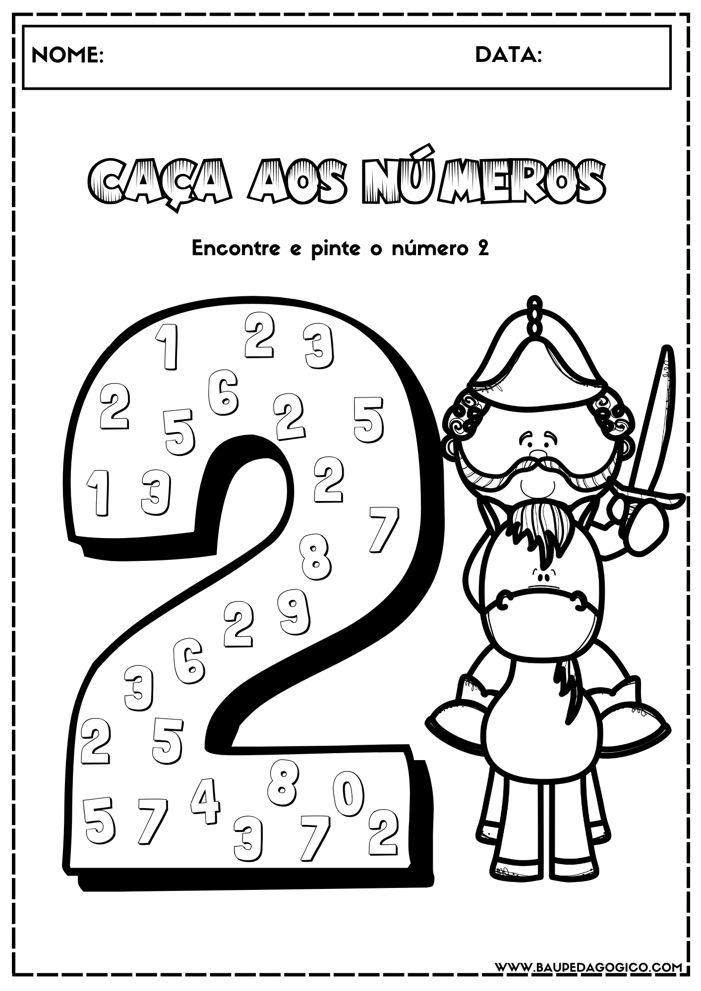 Caça aos números atividades de alfabetização