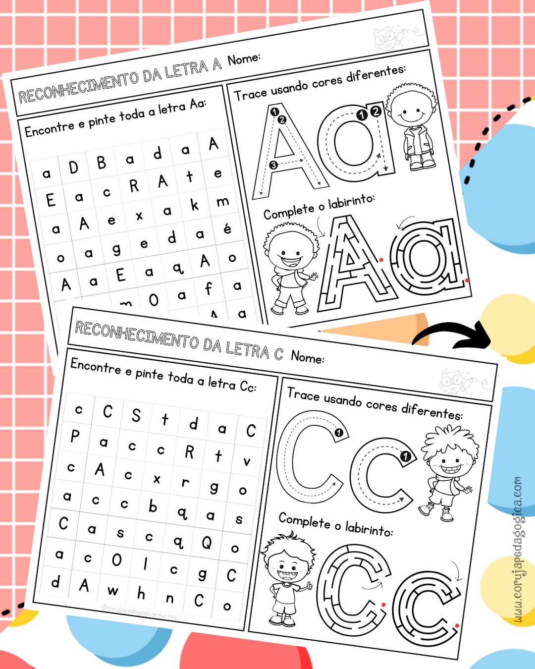 Caderno de reconhecimento das letras