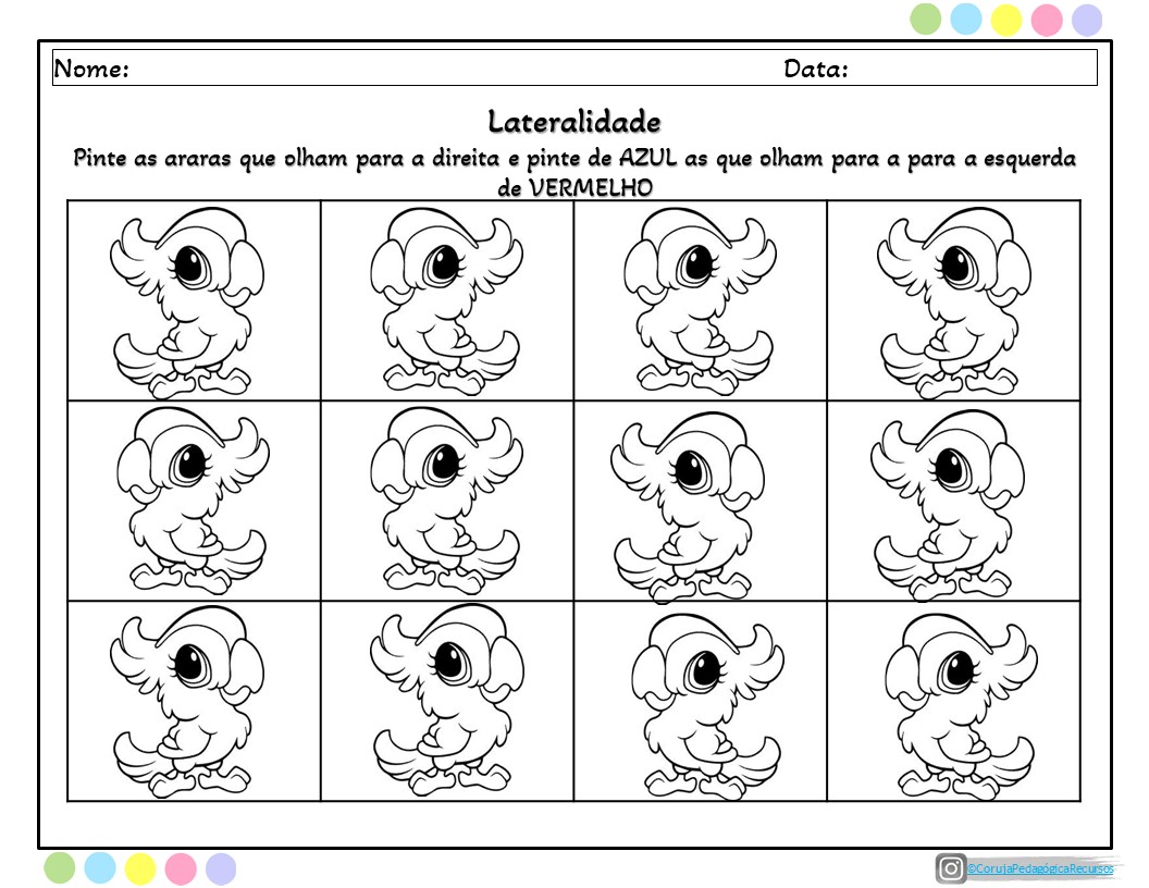 Atividades de Lateralidade e plano de aula para Ed. Infantil